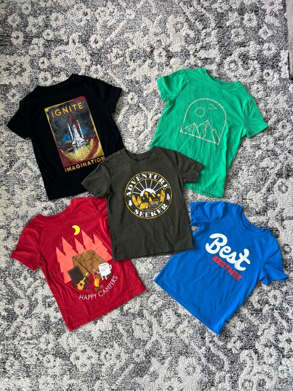 Cat & Jack Bright Mix Graphic Tee Pack - Blue, Green, Red, Black, Olive